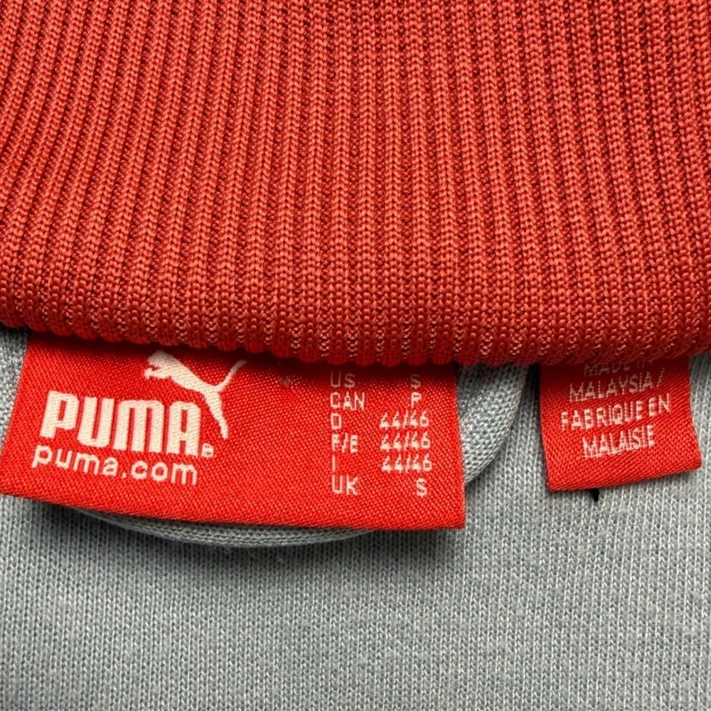 Vintage Puma Mens Iconic Track Jacket Gray and Red Color Block Full Zip Small